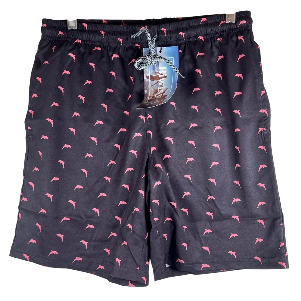 Men's Swim Trunks Shorts Small Dolphin Print Drawstring Waist Swimsuit Beach‎